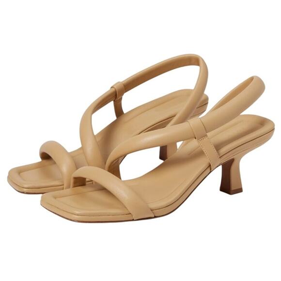 Vince Womens Coline Sandal Heel US 5.5M EU 35.5 Tan Nude Leather NIB - Picture 1 of 13